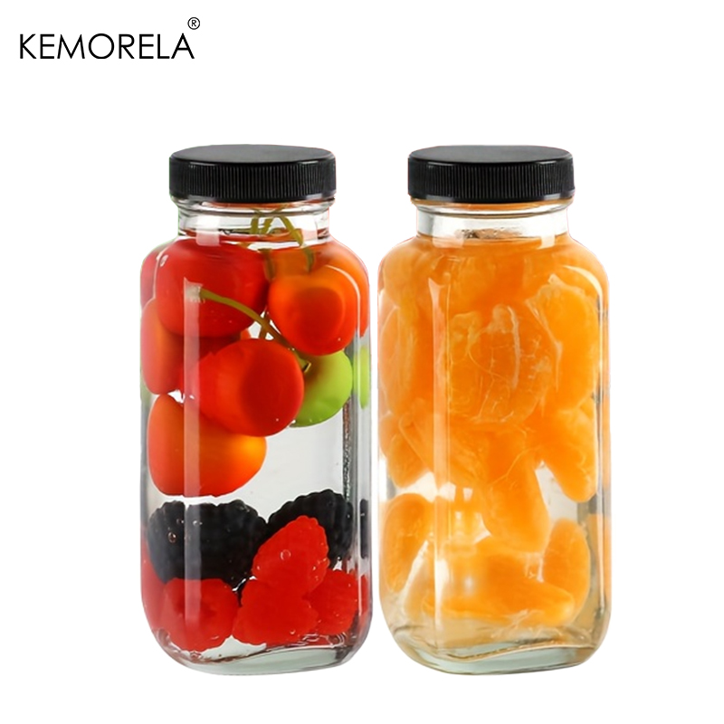 Meal Prep Juice Bottles - 2/4PCS 350ML Glass Bottle Leakproof Vintage