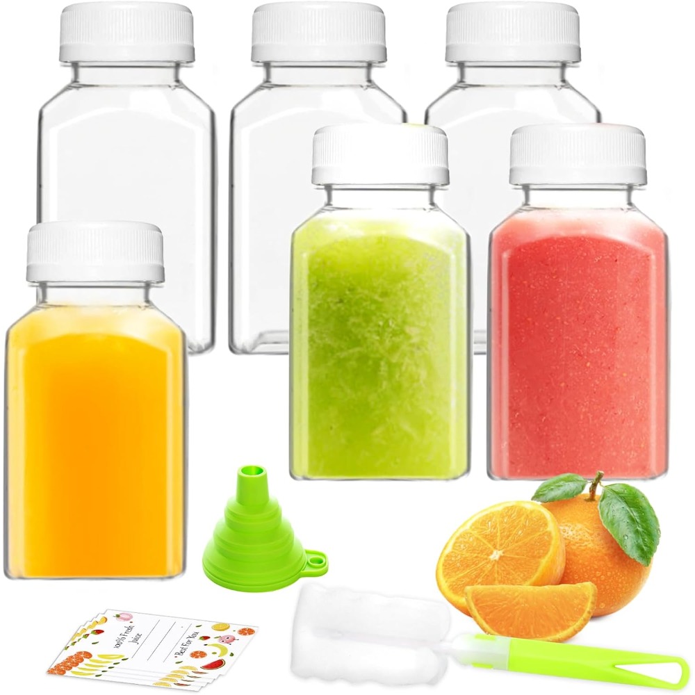 Meal Prep Smoothies - Clear Plastic Juice Bottles 4oz 6