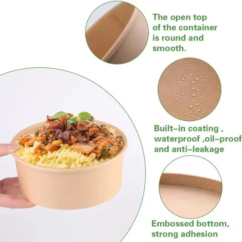 Meal Prep Noodles - yes10/20PCS Kraft Paper Round Bowls Disposable