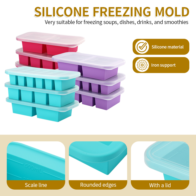 Meal Prep Smoothies - Silicone Freezer Trays with Lids, Ice