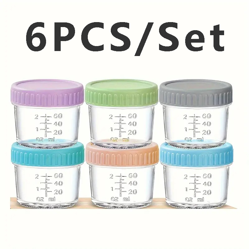 Meal Prep Juice Bottles - 6 Pack Food Storage Containers 4oz
