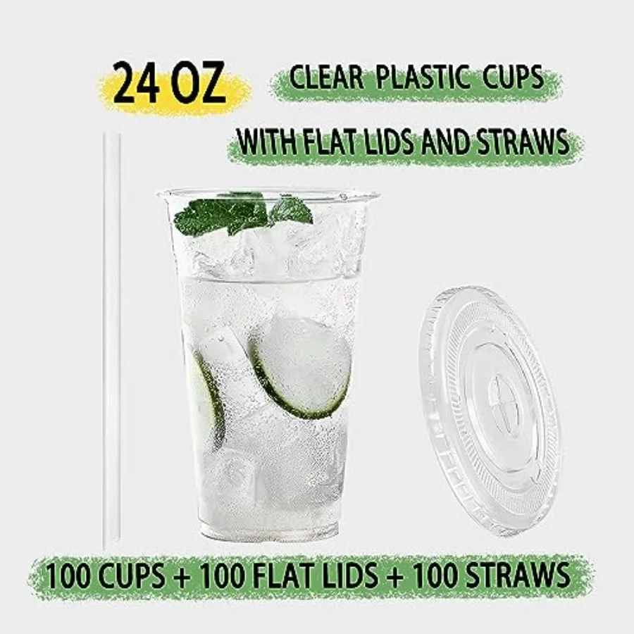 100 sets 24 oz plastic cups wi - Meal Prep Smoothies 评论和价格