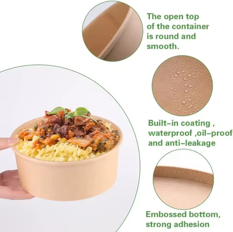 Kraft Paper Round Bowls Dispos - Meal Prep Noodles 评论和价格