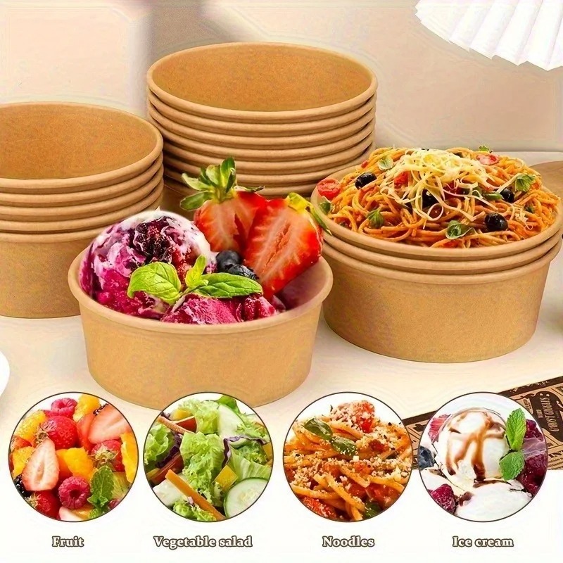 Kraft Paper Round Bowls Dispos - Meal Prep Noodles 评论和价格
