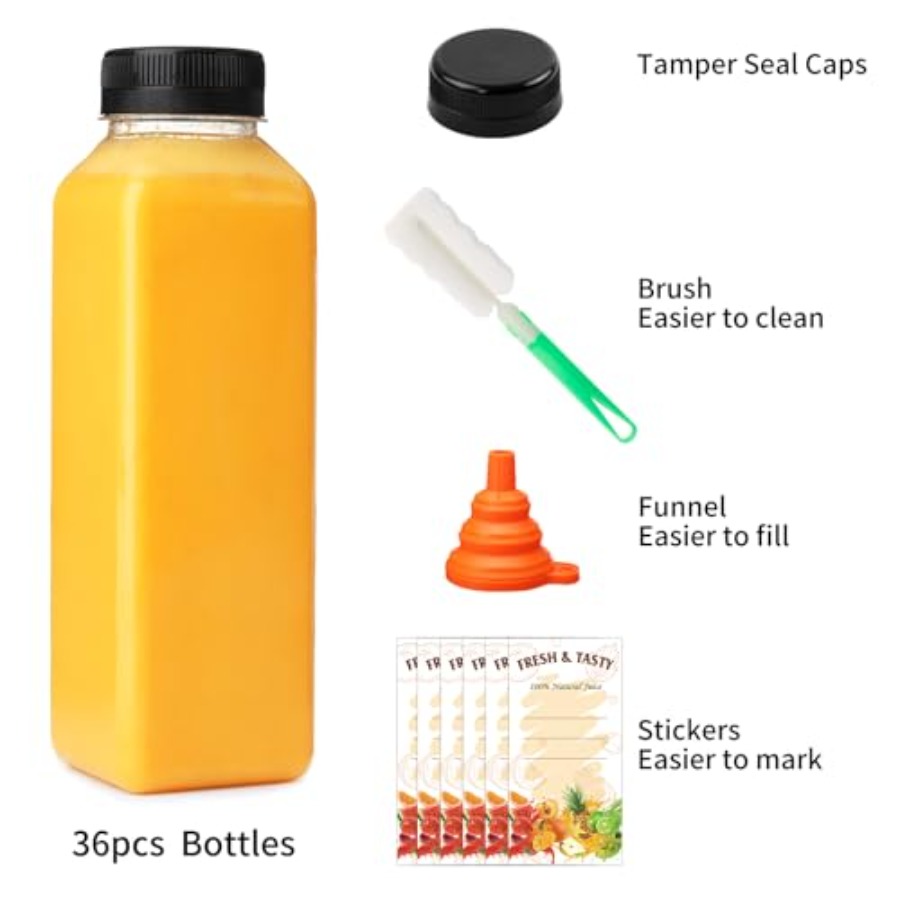202636pcs 16oz Empty Plastic J - Meal Prep Juice Bottles 评论和价格