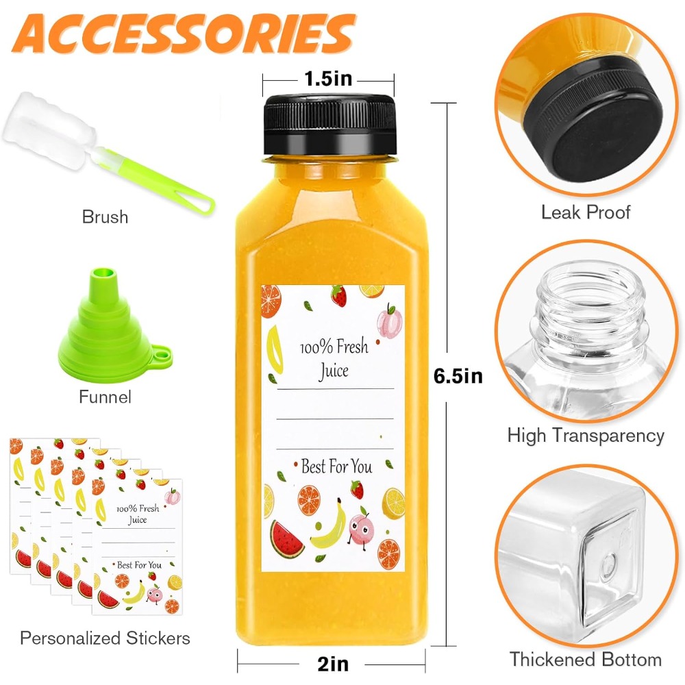 Reusable 12oz Plastic Juice Bo - Meal Prep Juice Bottles 评论和价格
