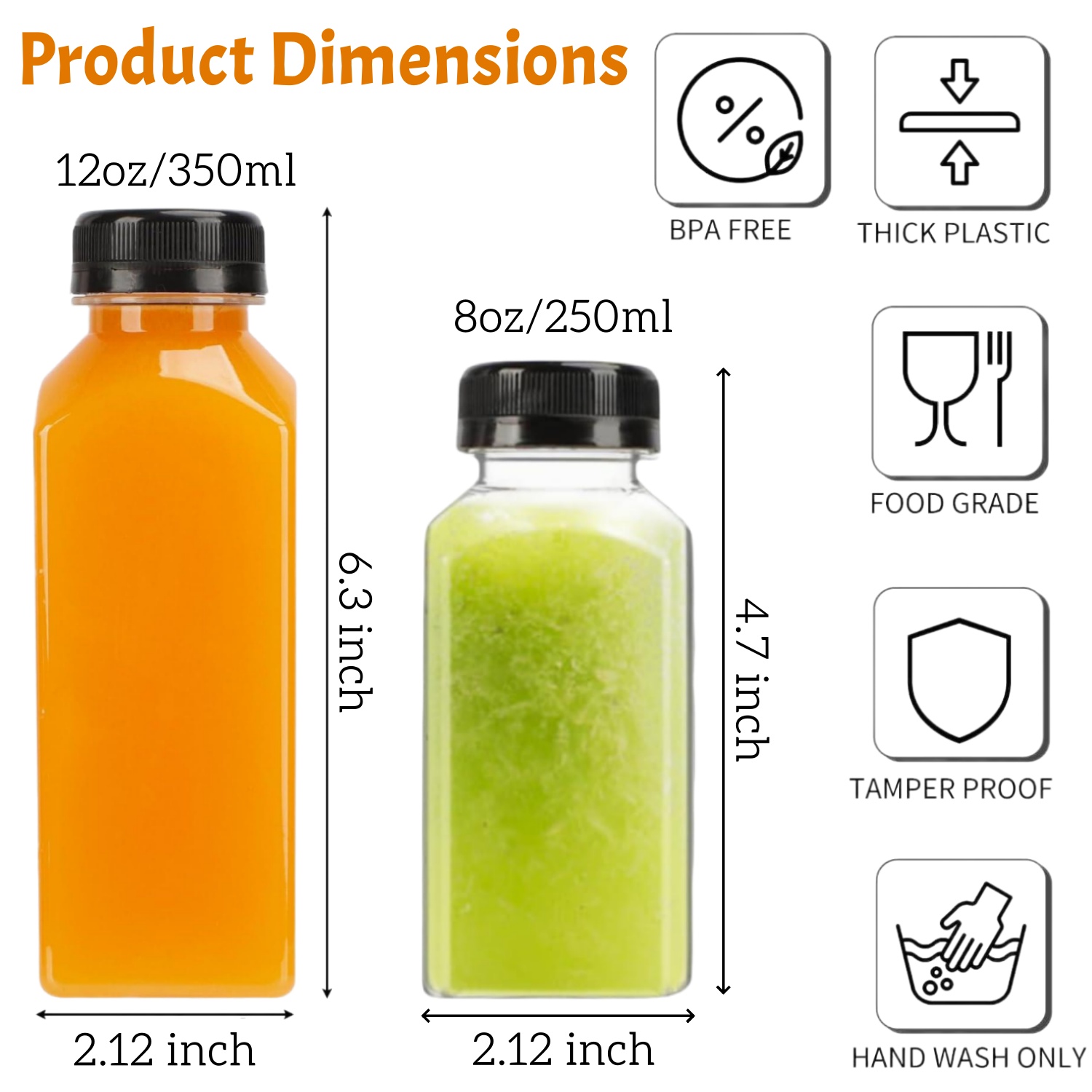 20-80pcs Plastic Juice Bottles - Meal Prep Juice Bottles 评论和价格